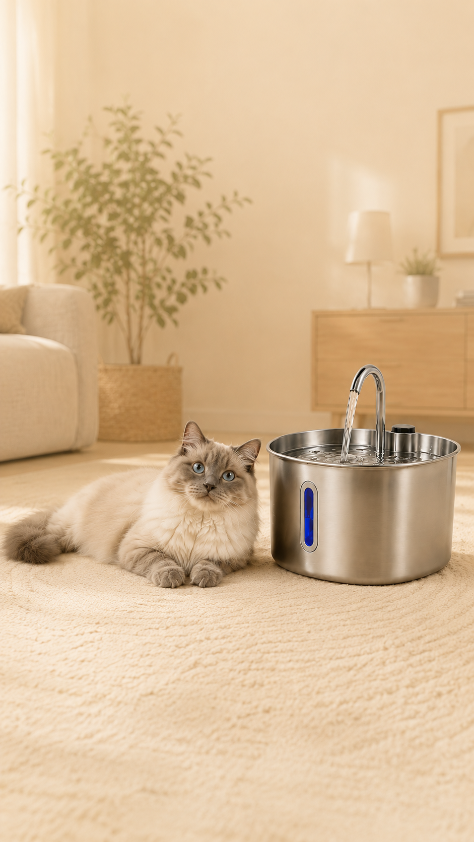 Der Edelstahl-Trinkbrunnen, den Katzen lieben